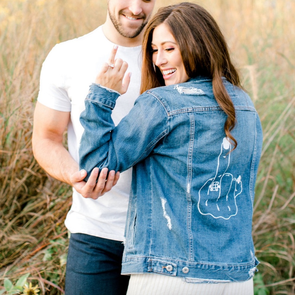 Give ‘Em The Finger Engagement Jean Jacket
